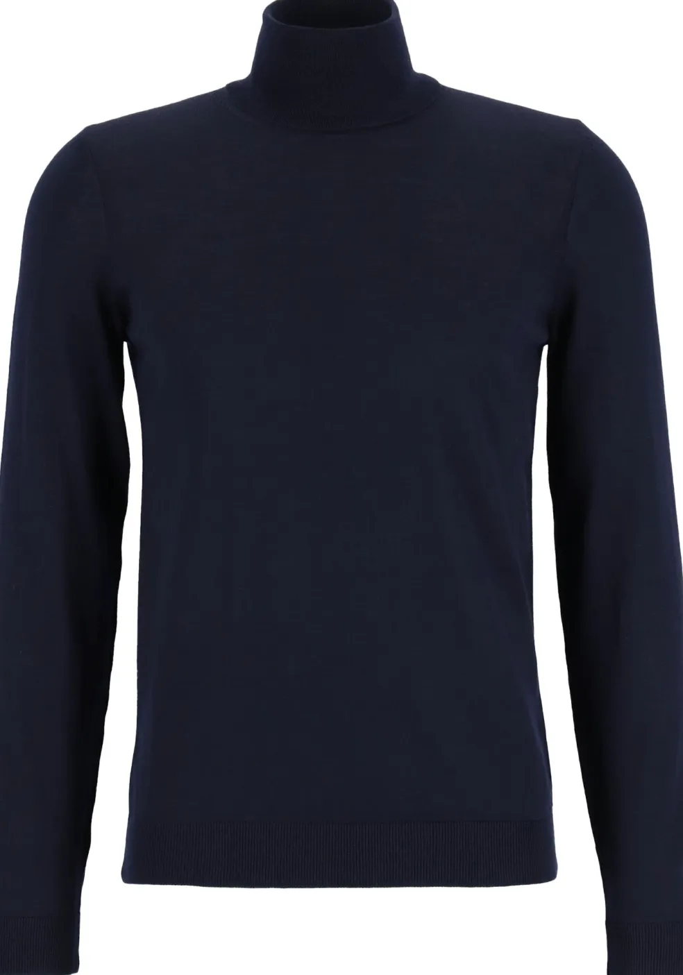 BOSS Musso, heren trui wol, slim fit coltrui, donkerblauw