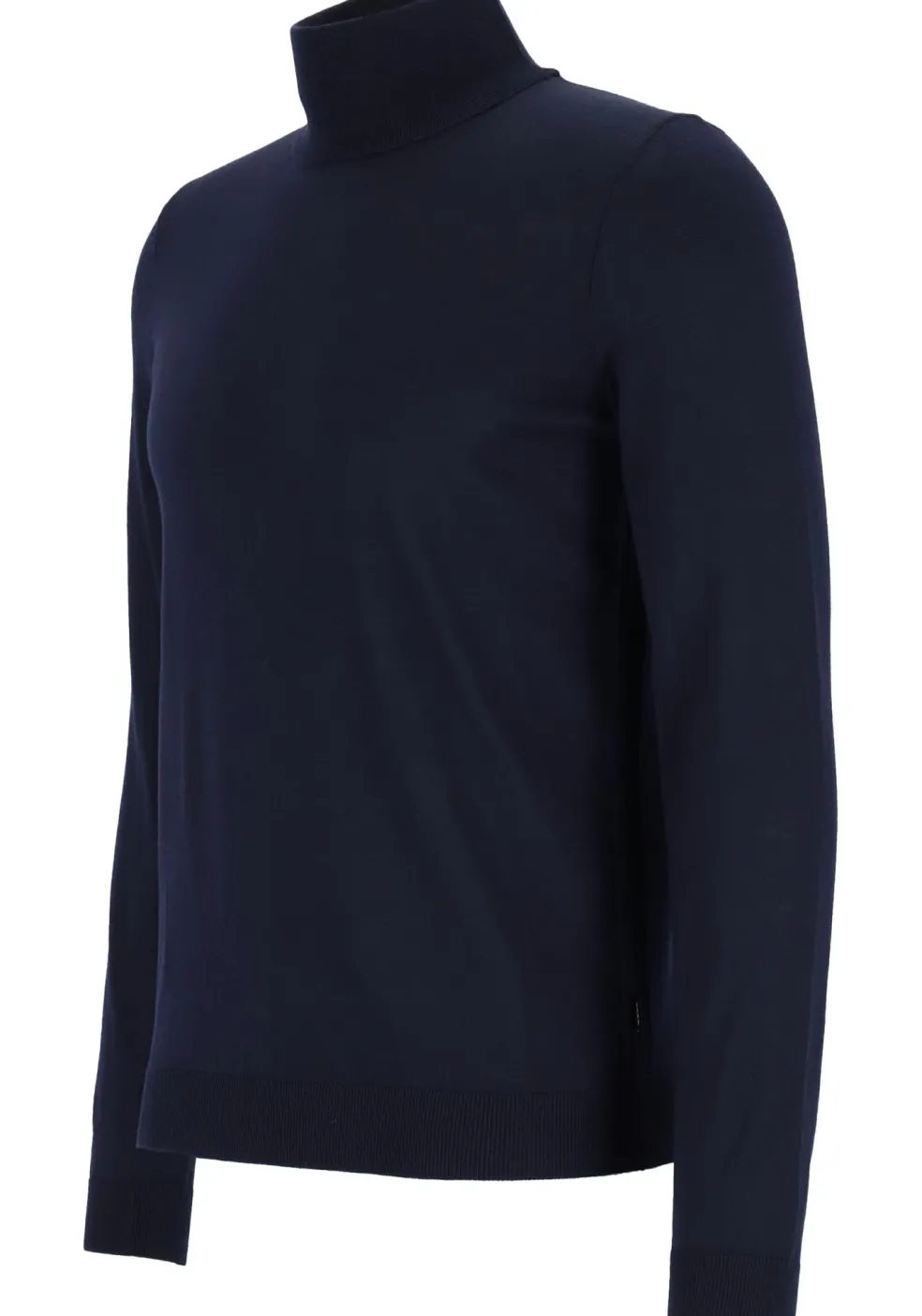 BOSS Musso, heren trui wol, slim fit coltrui, donkerblauw