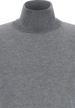 BOSS Musso, heren trui wol, slim fit coltrui, grijs