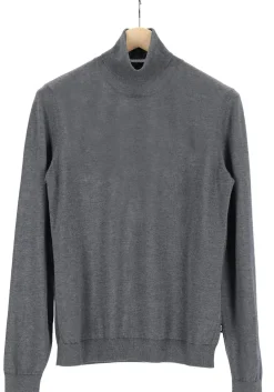 BOSS Musso, heren trui wol, slim fit coltrui, grijs