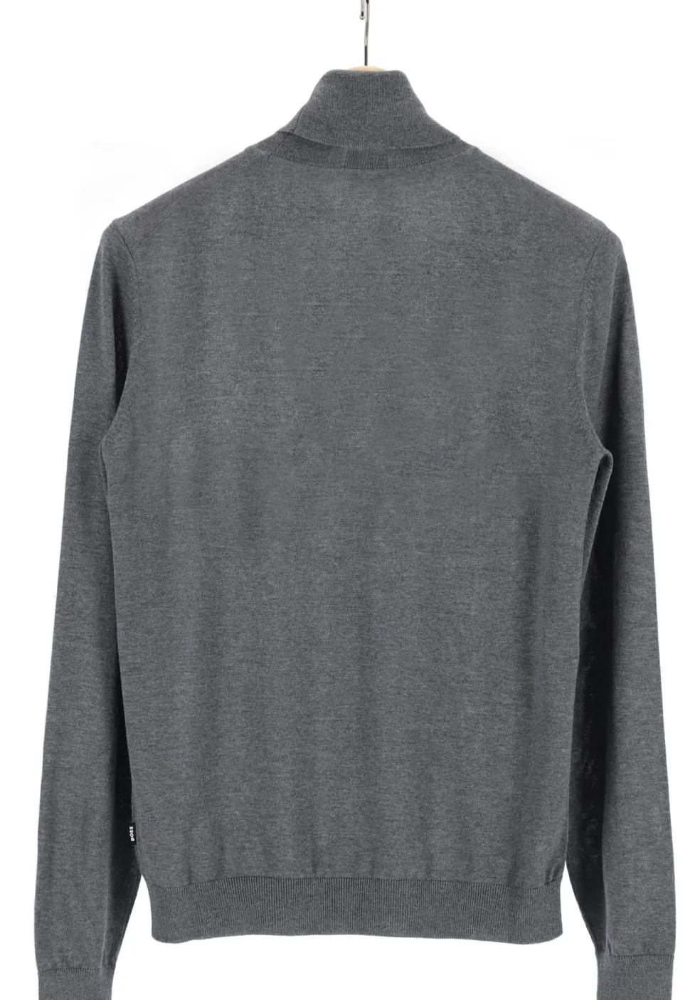 BOSS Musso, heren trui wol, slim fit coltrui, grijs