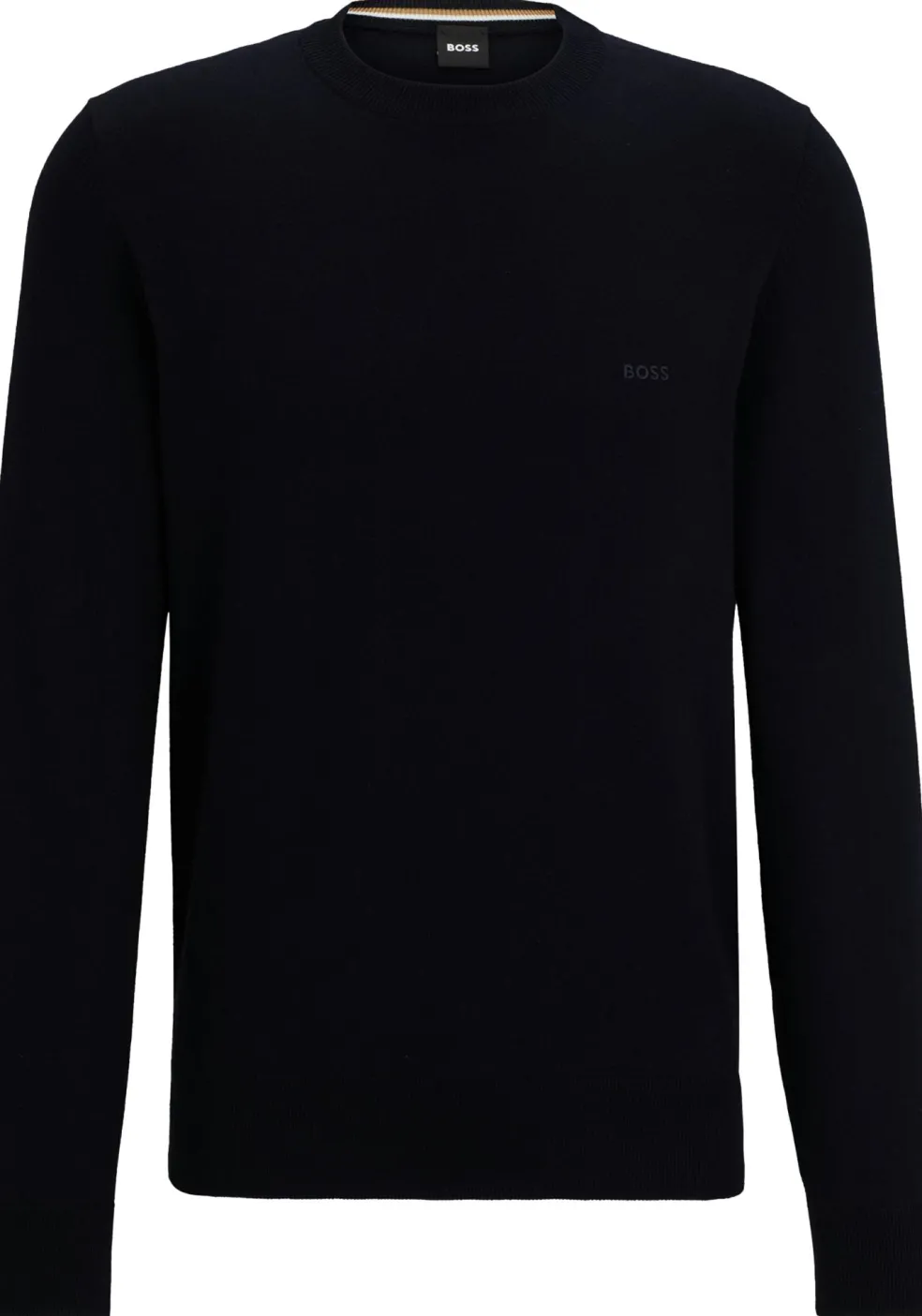 BOSS Pacas regular fit trui katoen, heren trui middeldik O-hals, donkerblauw