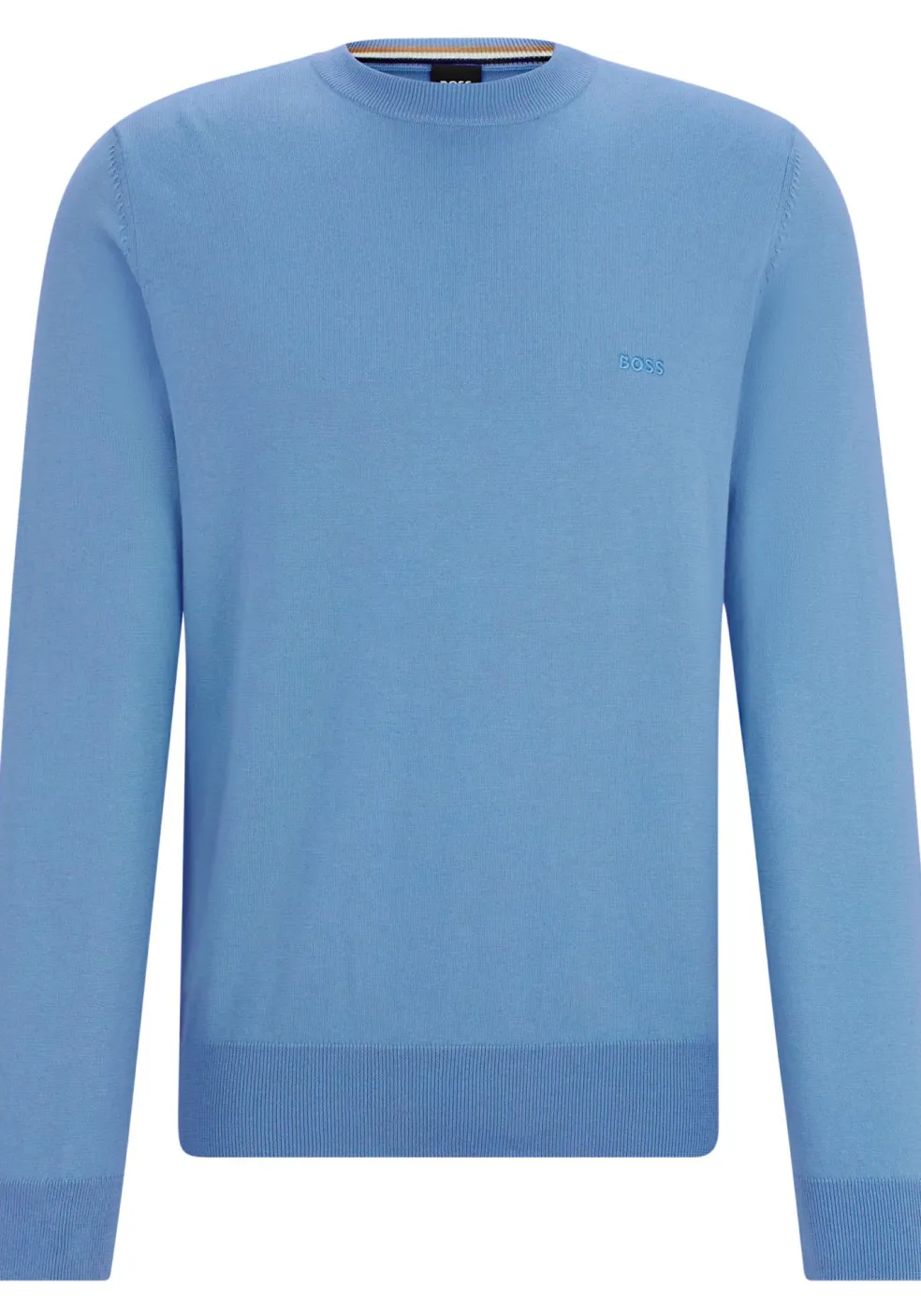 BOSS Pacas regular fit trui katoen, heren trui middeldik O-hals, kobalt blauw