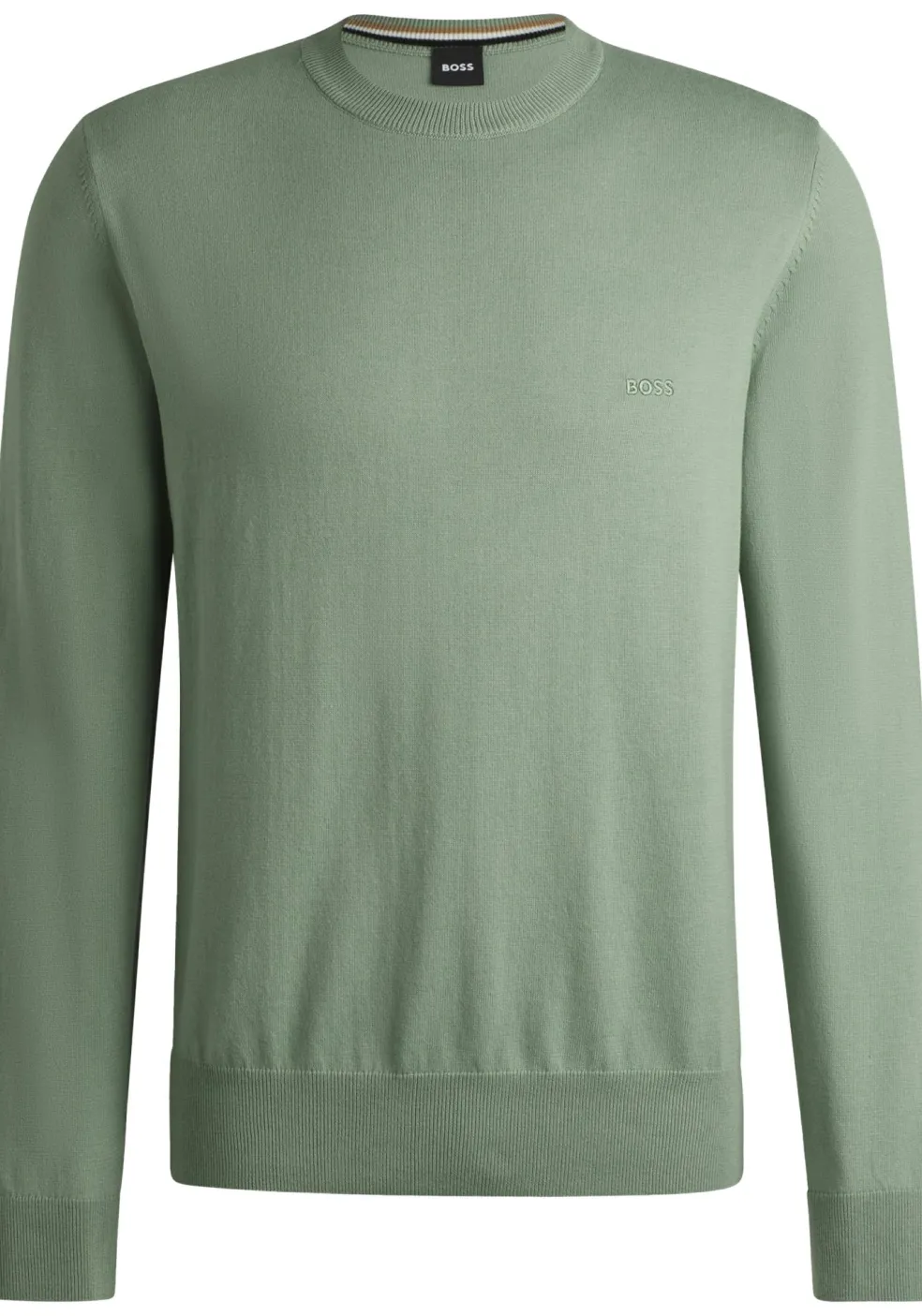 BOSS Pacas regular fit trui katoen, heren trui middeldik O-hals, lichtgroen