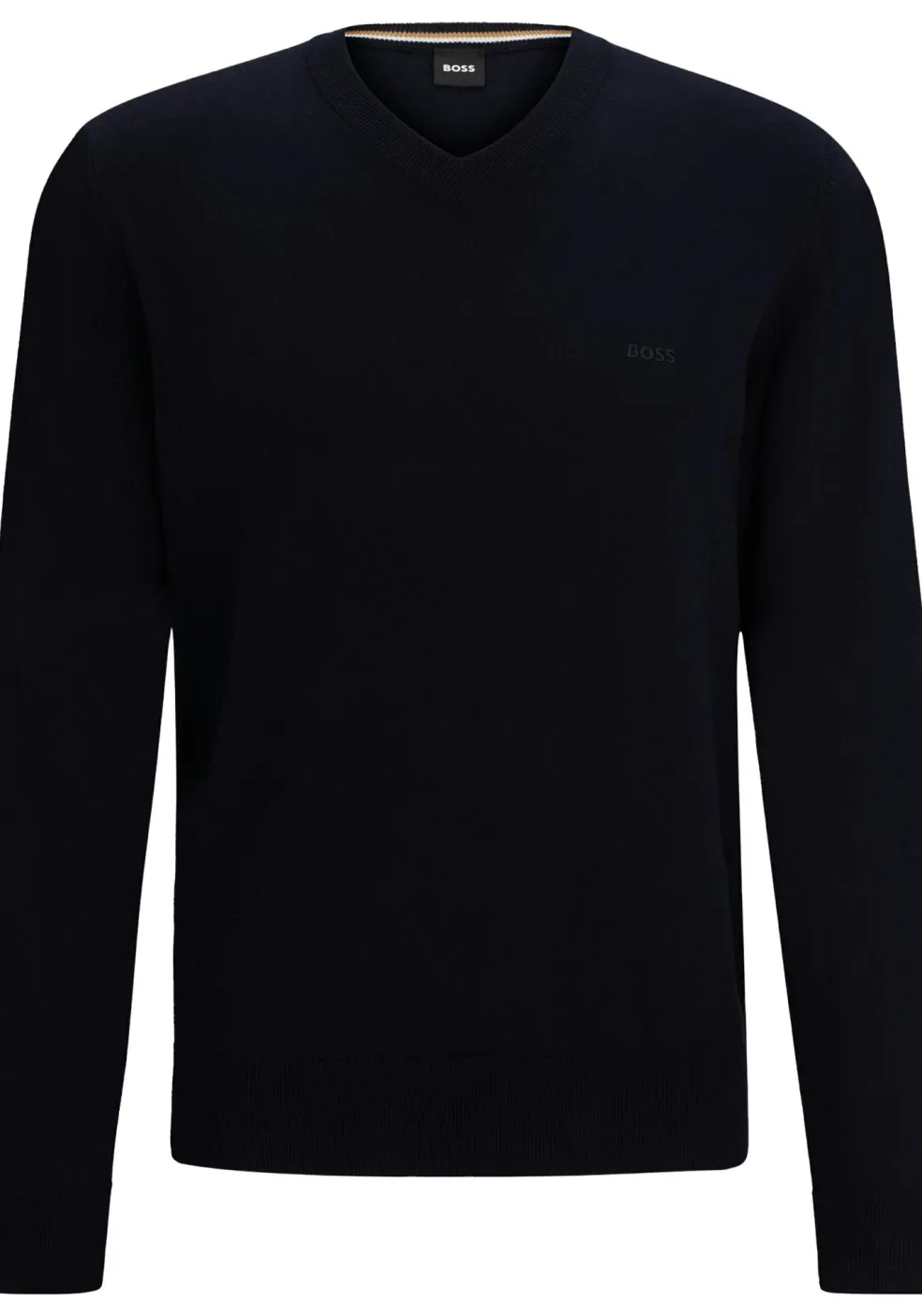 BOSS Pacello regular fit trui katoen, heren trui middeldik V-hals, donkerblauw