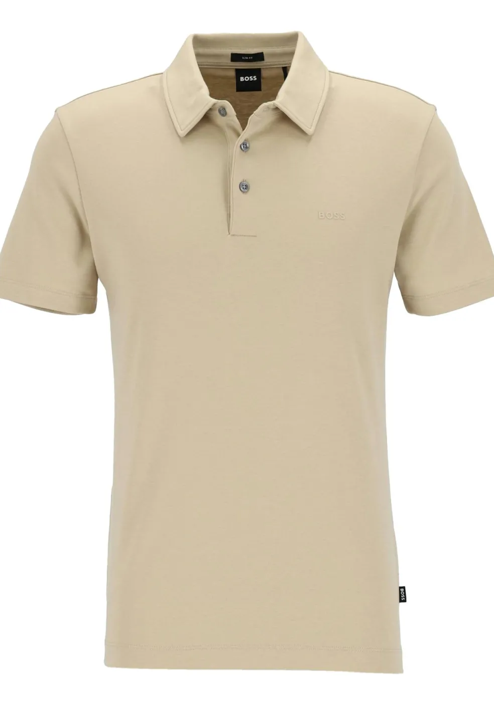 BOSS Palosh slim fit heren polo, pique, licht beige
