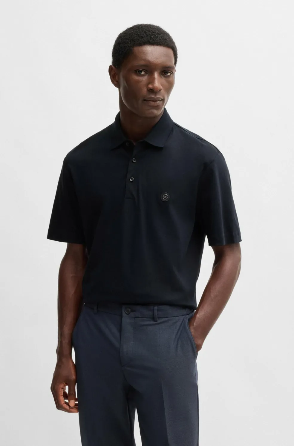 BOSS Parris regular fit heren polo, pique, donkerblauw