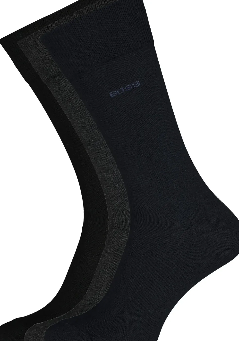BOSS regular socks (3-pack), herensokken katoen, zwart, grijs en blauw