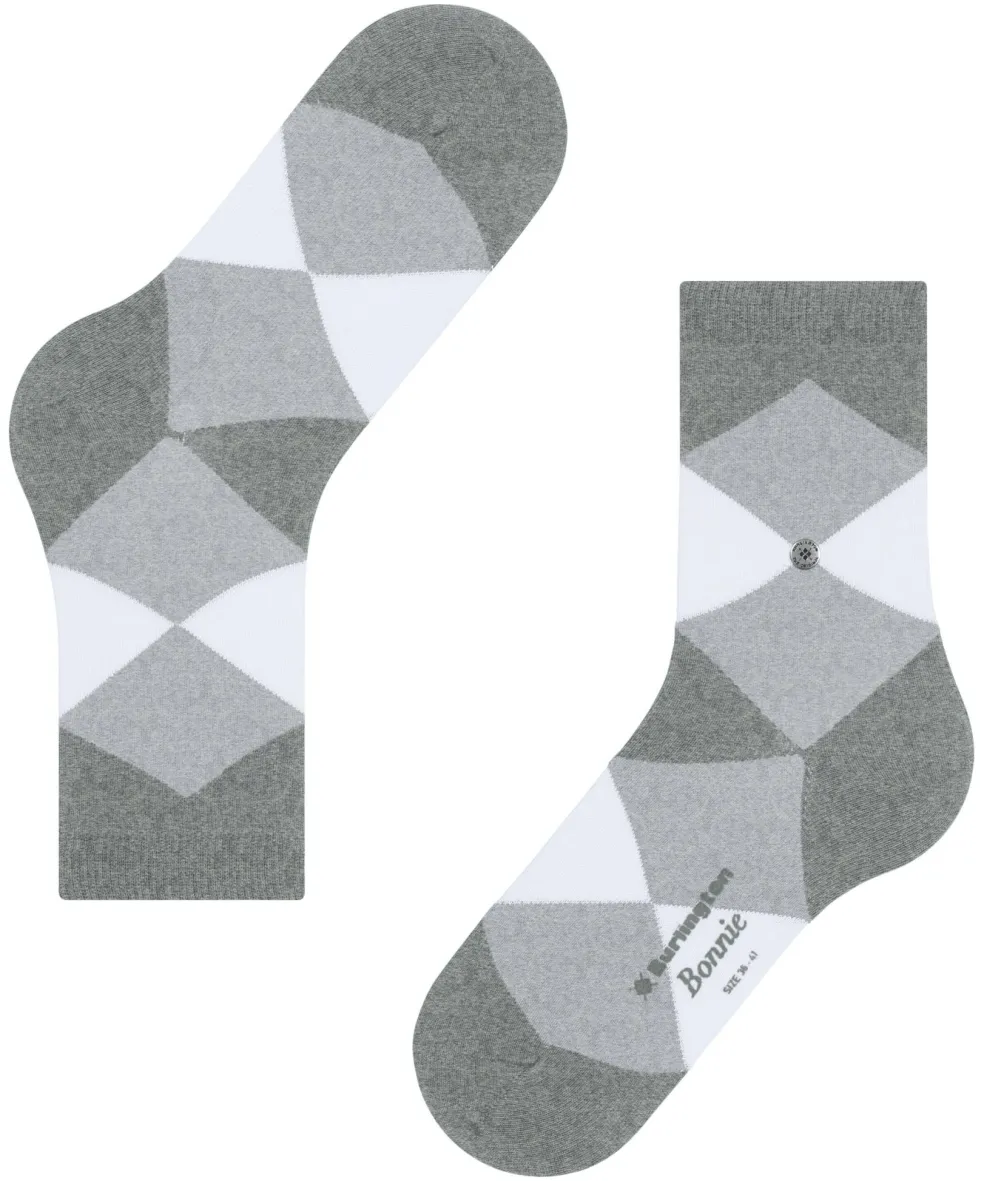 Burlington Bonnie damessokken kort, grijs (light greymel.)