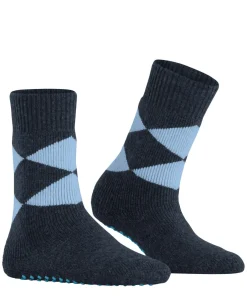 Burlington Cosy Argyle damessokken, blauw (midnight)