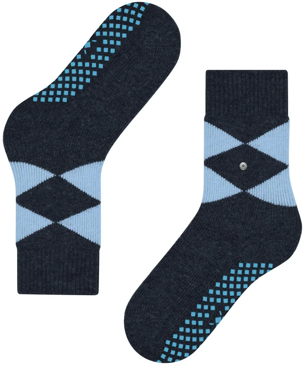 Burlington Cosy Argyle damessokken, blauw (midnight)