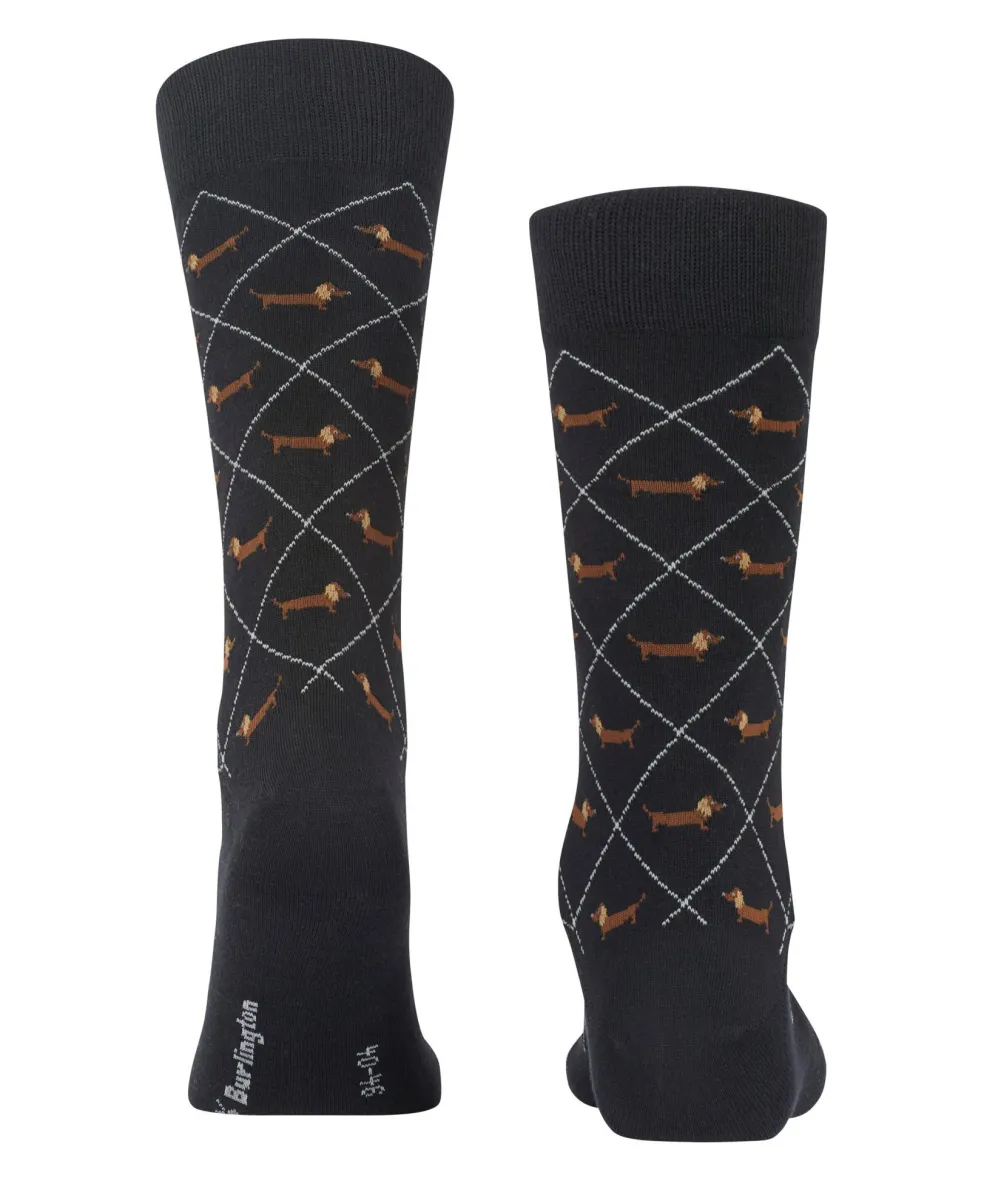 Burlington Dachshund herensokken, zwart (black)