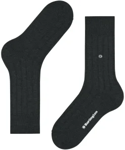 Burlington Dover herensokken, grijs (asphalt mel.)
