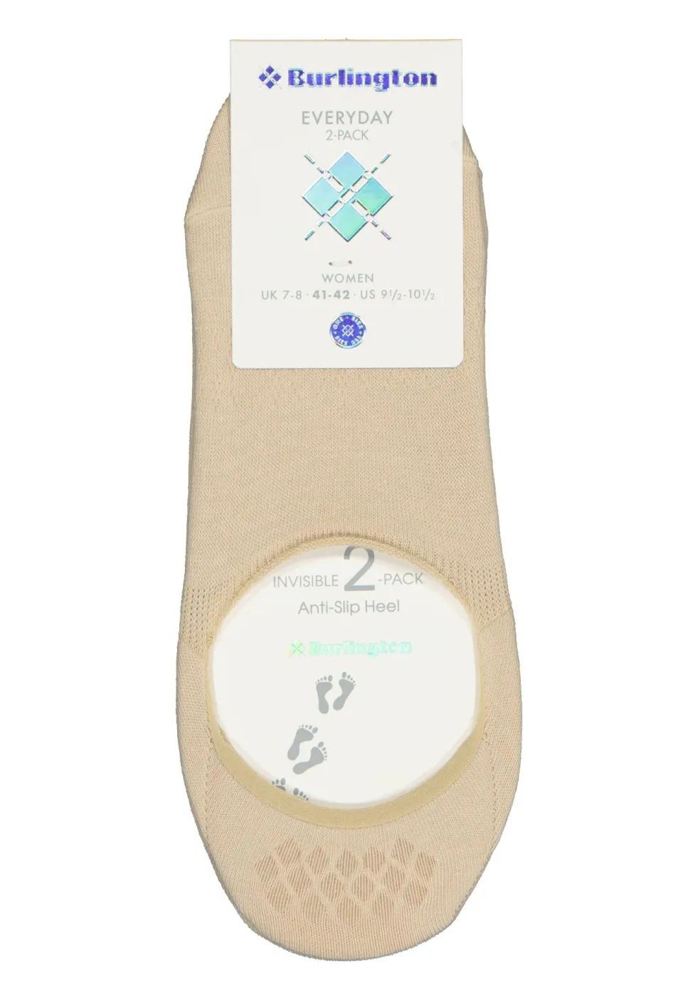 Burlington Everyday dames invisible sokken (2-pack), katoen, beige (gravel)