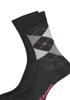 Burlington Everyday damessokken (2-pack), katoen, antraciet en geruit