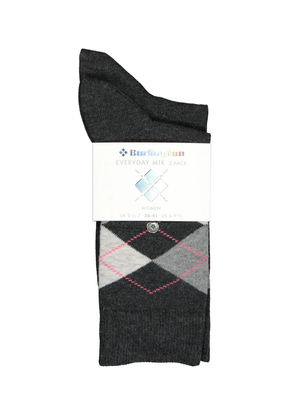Burlington Everyday damessokken (2-pack), katoen, antraciet en geruit