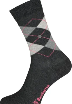 Burlington Everyday damessokken (2-pack), katoen, antraciet en geruit
