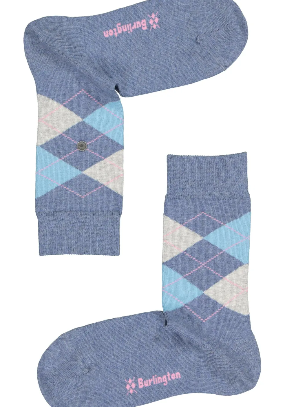 Burlington Everyday damessokken (2-pack), katoen, licht jeansblauw en geruit