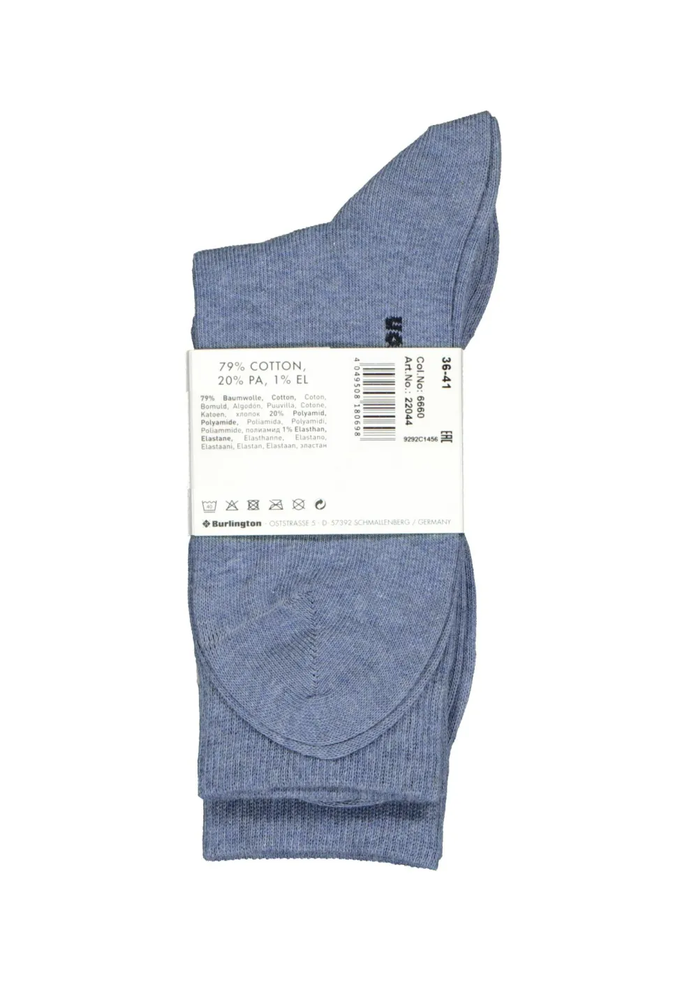 Burlington Everyday damessokken (2-pack), katoen, licht jeansblauw en geruit