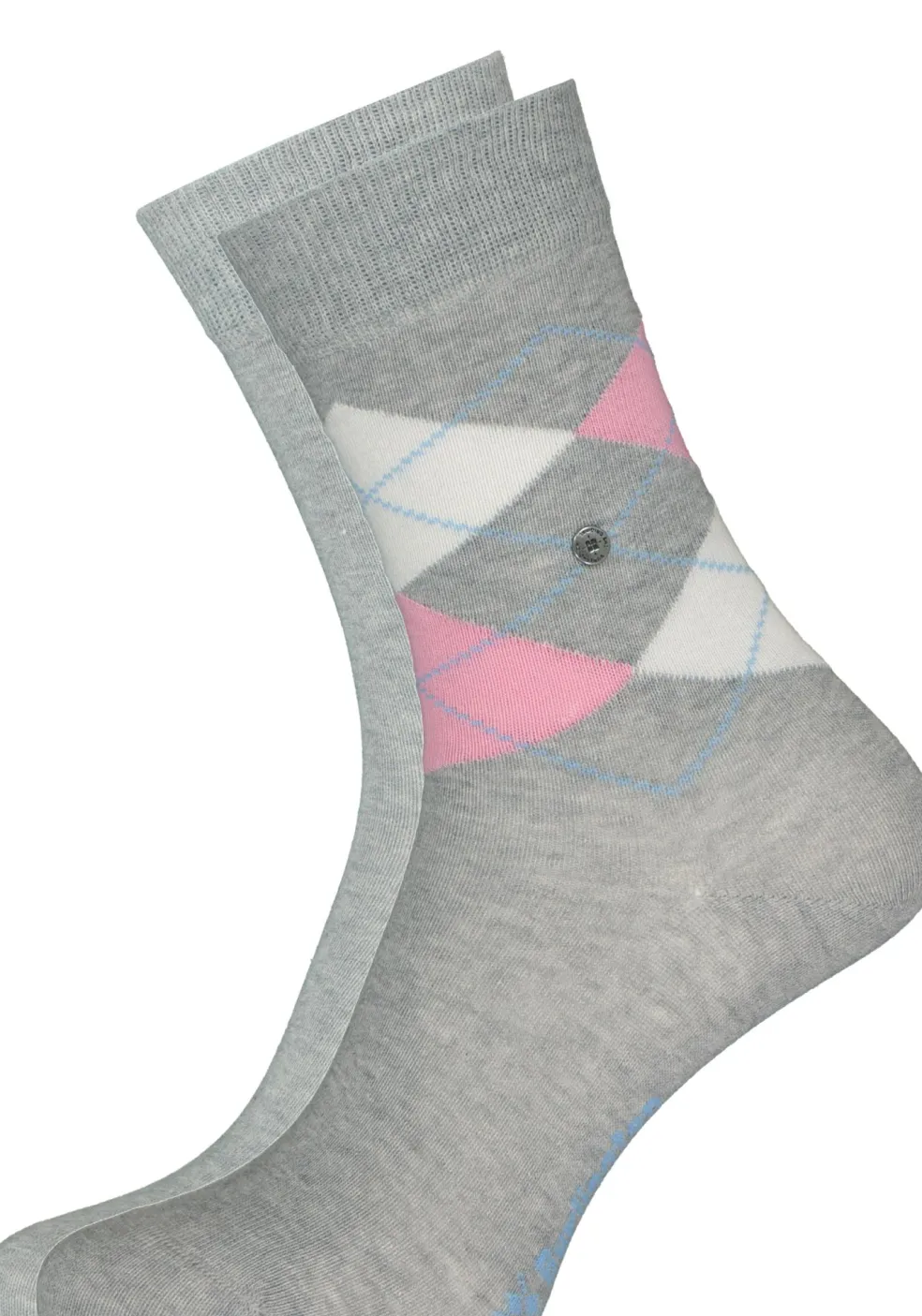 Burlington Everyday damessokken (2-pack), katoen, lichtgrijs en geruit
