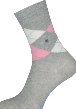 Burlington Everyday damessokken (2-pack), katoen, lichtgrijs en geruit