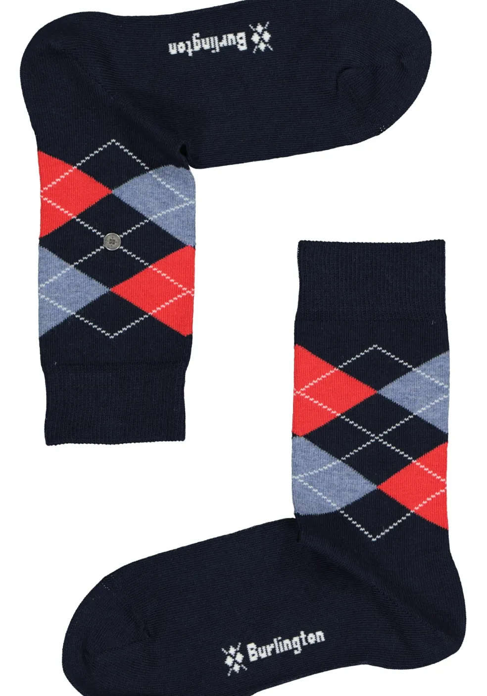 Burlington Everyday damessokken (2-pack), katoen, marine blauw en geruit