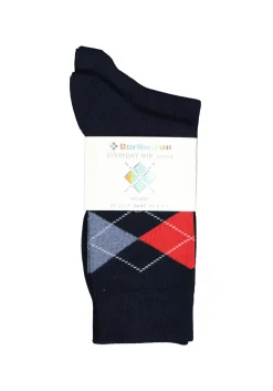 Burlington Everyday damessokken (2-pack), katoen, marine blauw en geruit