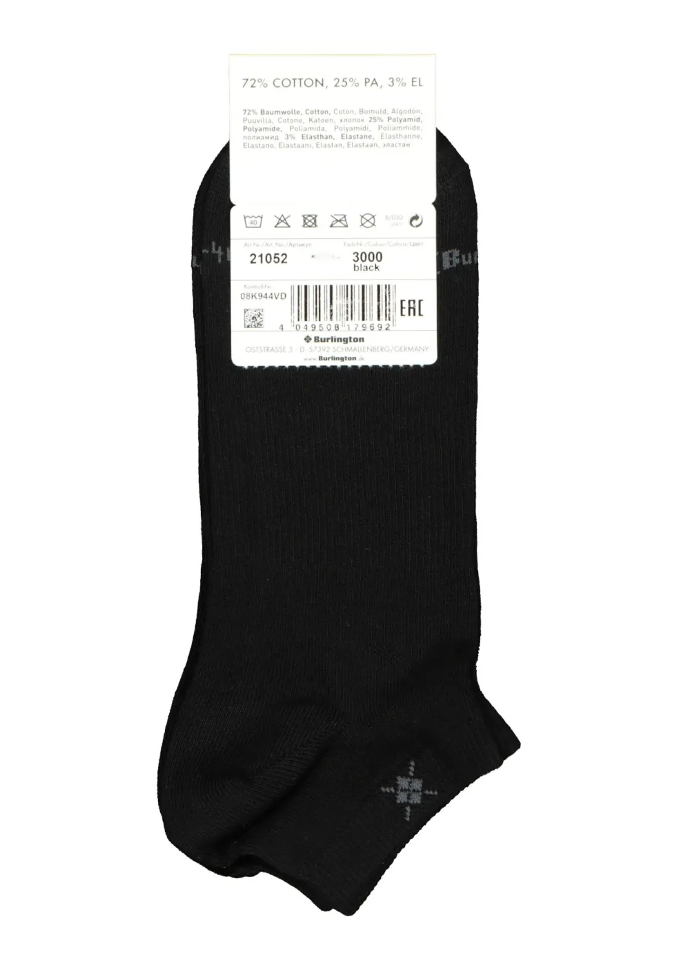 Burlington Everyday heren enkelsokken (2-pack), katoen, zwart