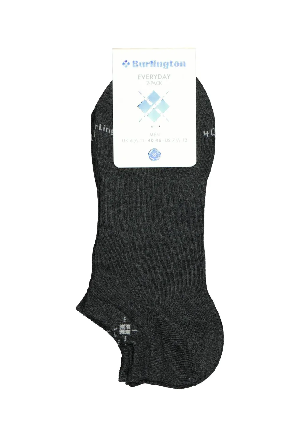 Burlington Everyday heren enkelsokken (2-pack), katoen, antraciet grijs