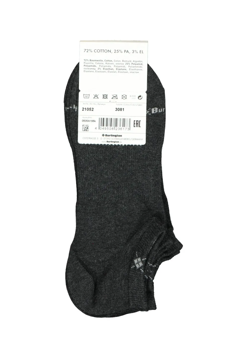 Burlington Everyday heren enkelsokken (2-pack), katoen, antraciet grijs