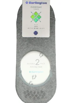 Burlington Everyday invisible herensokken (2-pack), katoen, grijs (light grey)