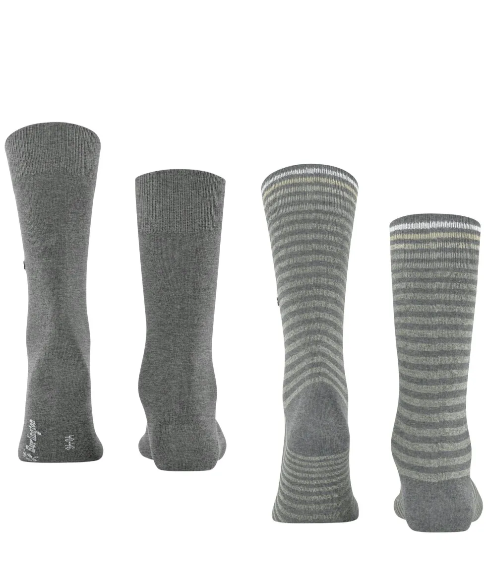 Burlington Everyday Stripe 2-Pack herensokken, grijs (light greymel.)