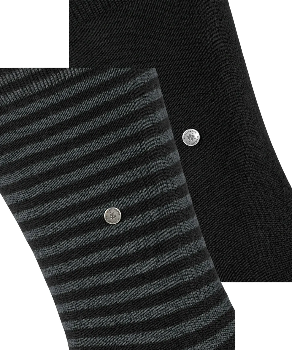 Burlington Everyday Stripe 2-Pack herensokken, zwart (black)