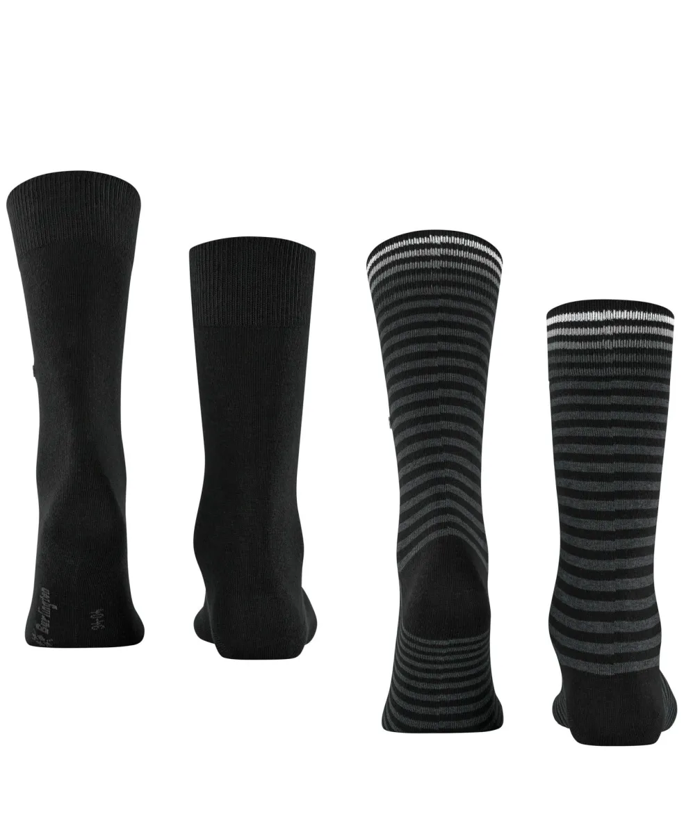 Burlington Everyday Stripe 2-Pack herensokken, zwart (black)