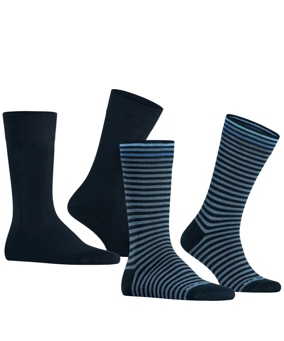 Burlington Everyday Stripe 2-Pack herensokken, blauw (marine)