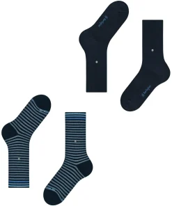 Burlington Everyday Stripe 2-Pack herensokken, blauw (marine)
