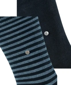 Burlington Everyday Stripe 2-Pack herensokken, blauw (marine)