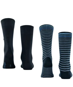 Burlington Everyday Stripe 2-Pack herensokken, blauw (marine)