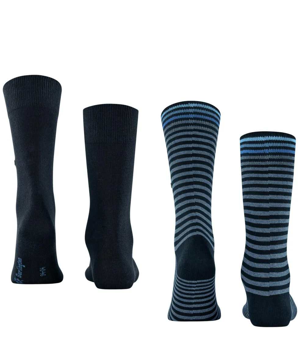 Burlington Everyday Stripe 2-Pack herensokken, blauw (marine)