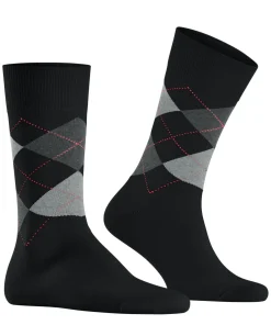 Burlington King herensokken, zwart (black-flames)