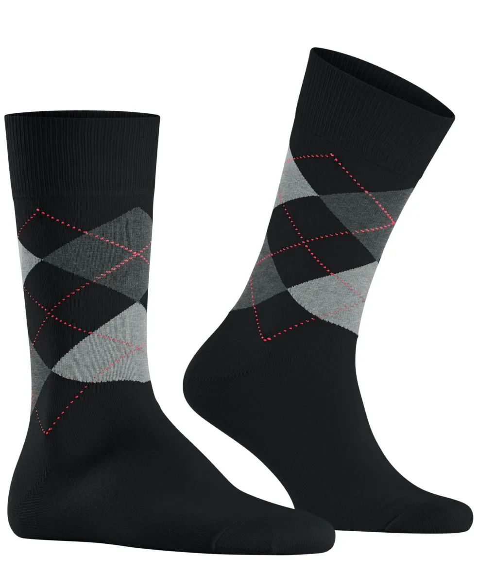 Burlington King herensokken, zwart (black-flames)