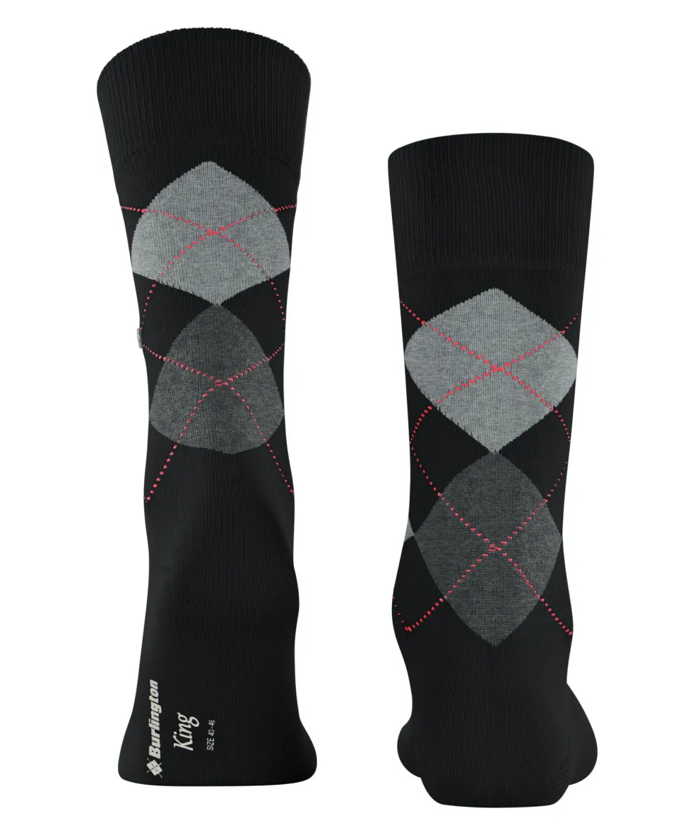 Burlington King herensokken, zwart (black-flames)