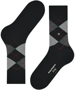 Burlington King herensokken, zwart (black-flames)