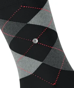 Burlington King herensokken, zwart (black-flames)