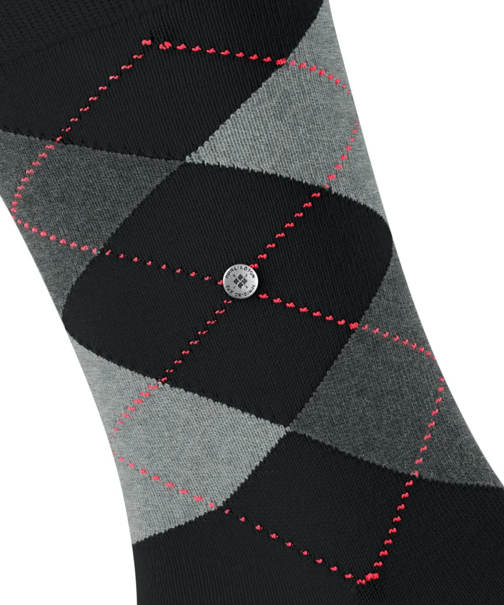 Burlington King herensokken, zwart (black-flames)