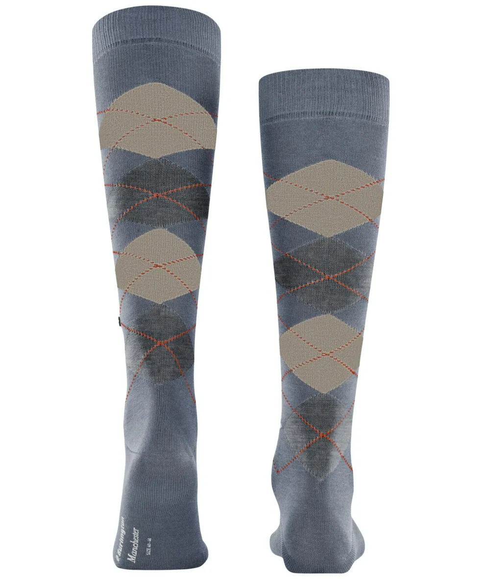 Burlington Manchester heren kniekousen, blauw (rittersporn)