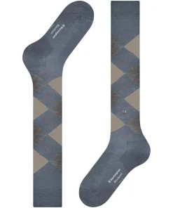 Burlington Manchester heren kniekousen, blauw (rittersporn)