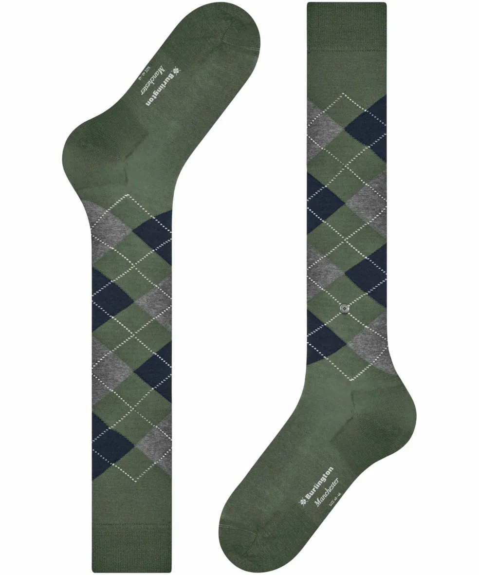 Burlington Manchester heren kniekousen, groen (mountain green)