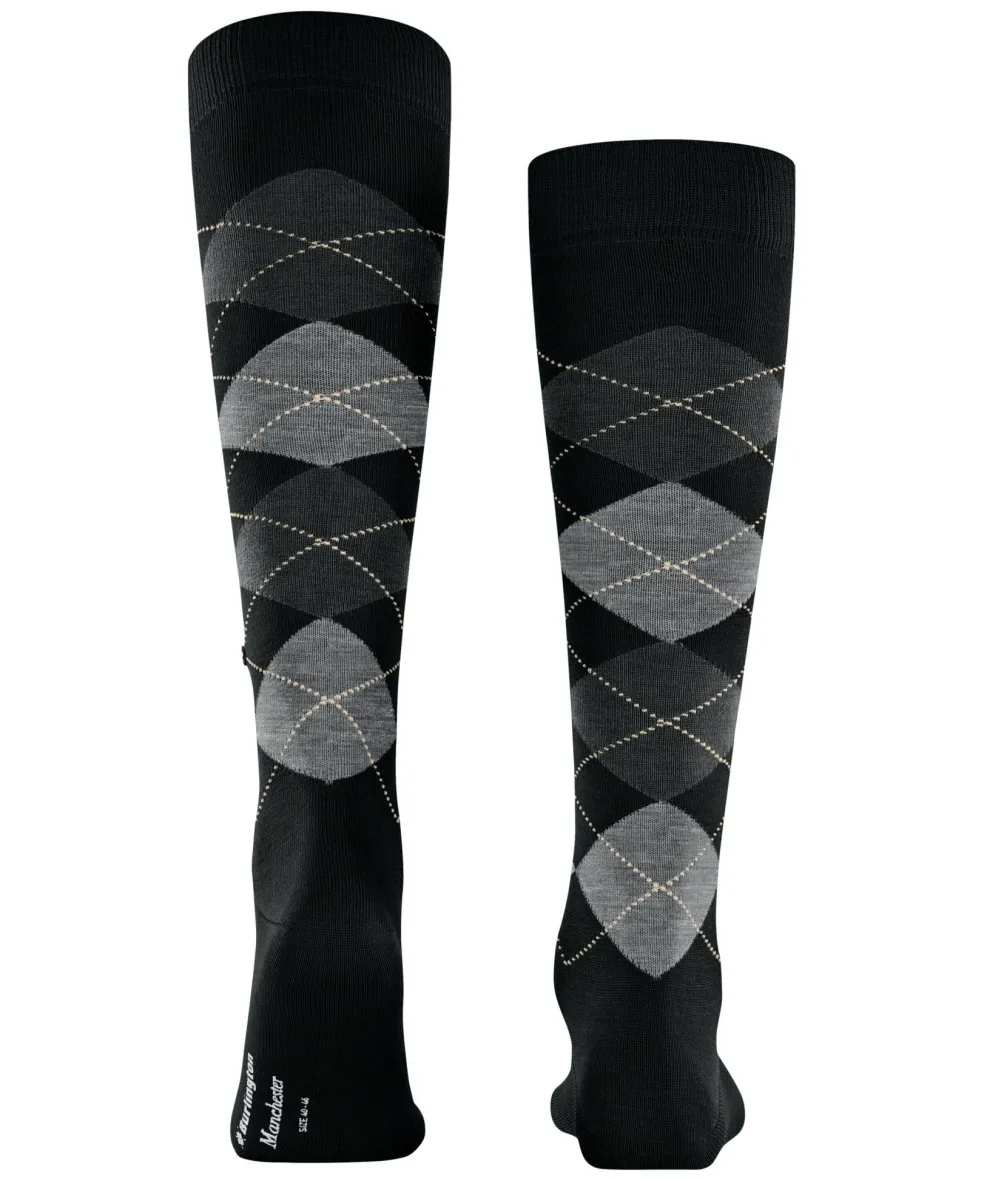 Burlington Manchester heren kniekousen, zwart (black)