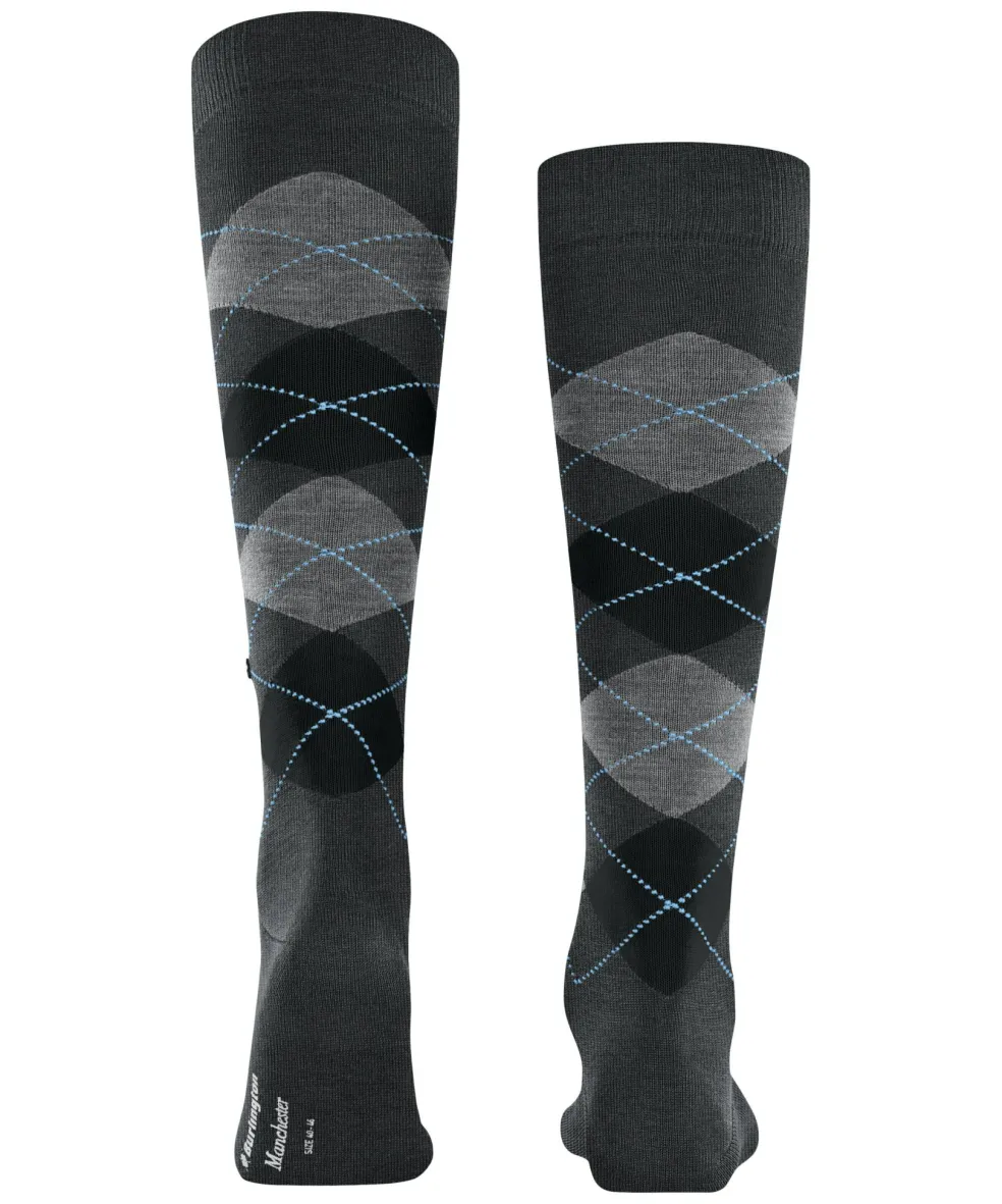 Burlington Manchester heren kniekousen, grijs (anthracite mel.)